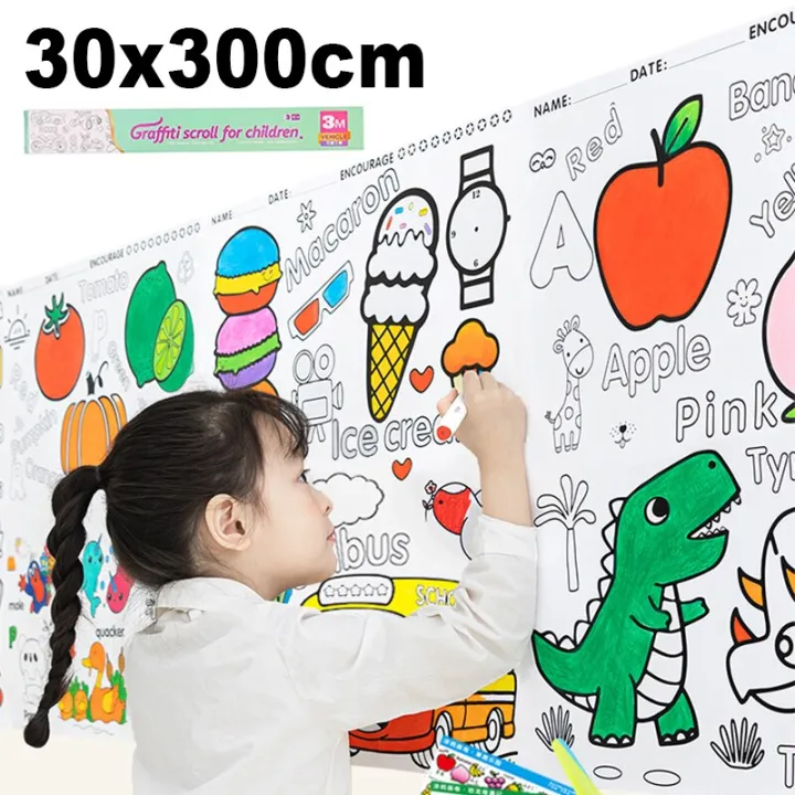 Believesinkinte%20Children%20Coloring%20Drawing%20Roll%20Paper%20Graffiti%20Scroll%20DIY%20Handmade%20Paper-cut%20Wall%20Stickers%20Paper%20Early%20Educational%20Painting%20Toys%20-%20Image%202