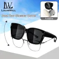 LouisWill Sunglasses Foldable Myopia Glasses Cover TAC Polarized Sunglasses  Folding Fit Over Glasses Men Women UV400 Wear Over Glasses Anti-Glare Cover Over Sun Glasses for Outdoor Travel Driving. 