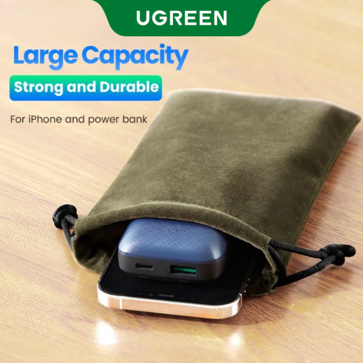 UGREEN Phone Pouch Bag for Mobile Phone Accessories Portable Waterproof Drawstring Protection Earphone Cable Bag-Large size