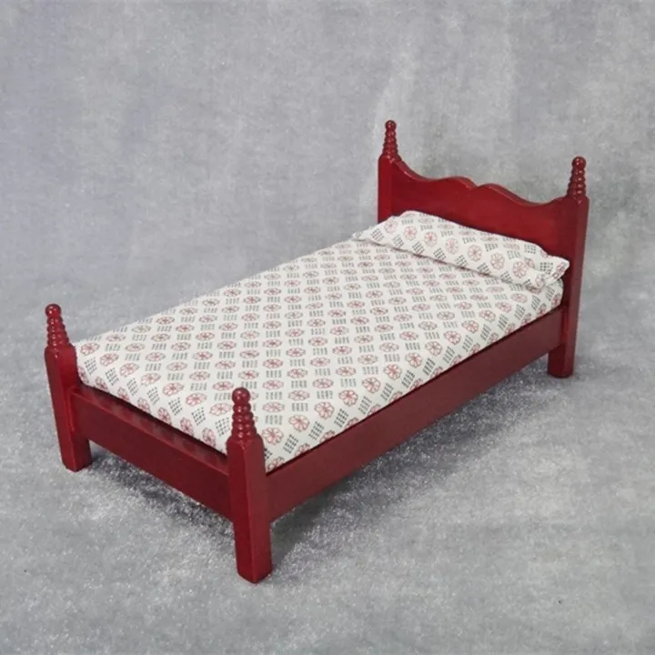 Vintage%20DIY%20Wooden%20Miniature%20Furniture%20Dollhouse%20Single%20Bed%20for%20Decoration%20-%20Image%204