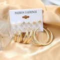 Fashion  Metal Elegant Female Hoop Earrings Crystal Pearl Earings 6Pcs/Set New. 