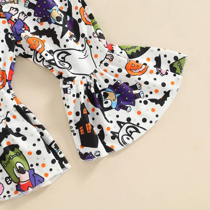 Toddler%20Girl%20Halloween%20Outfits,%20Cartoon%20Pattern%20Long%20Sleeve%20Ruffles%20Decor%20T-Shirt%20+%20Elastic%20Waist%20Flare%20Long%20Pants%20Set%20-%20Image%208