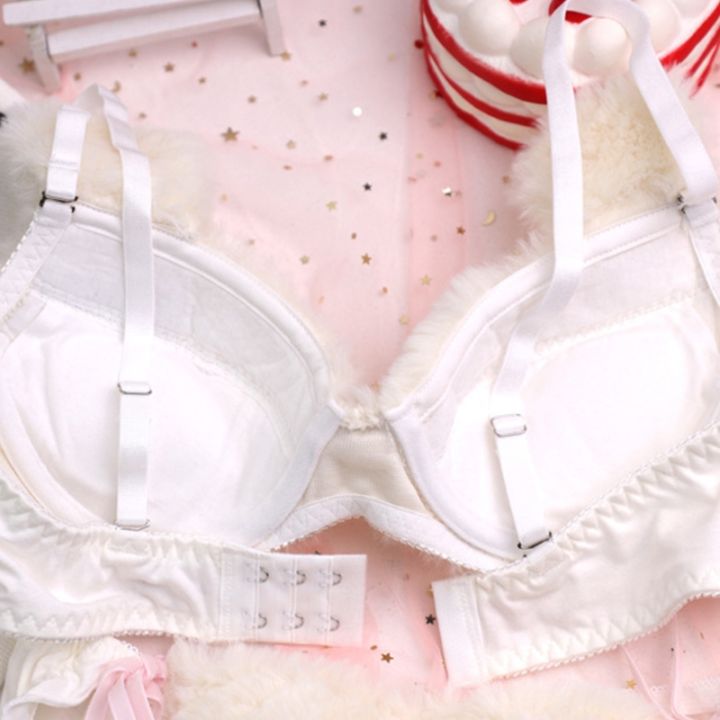 Womens%202pcs%20Bra%20Panty%20Set%20Bear%20Faux%20Fur%20Underwire%20Underwear%20Plush%20Ball%20Bow%20Anime%20Lingerie%20-%20Image%203