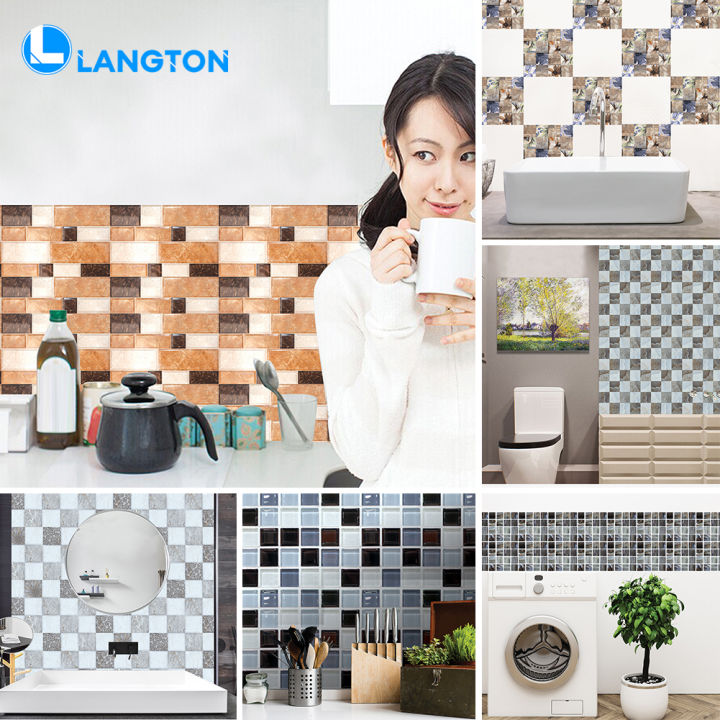 6Pcs European Style Waterproof Tile Stickers Kitchen Bathroom Floor Wall Decor
