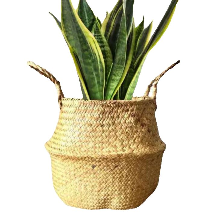 Rattan foldable basket / Handmade Rattan Basket Flower Plant Flower Pot Laundry Basket Foldable Rattan Straw Basket Home Decoration / RP05