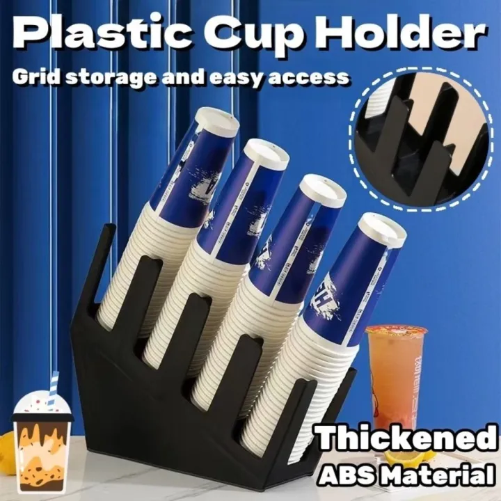 Portable Plastic Disposable Cup Holder 2/4 Grids Black Counter Paper ...