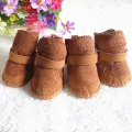 Dog Snow Boots Cotton Blend Detachable Closure Warm Walking Shoes Small 4-Pack. 