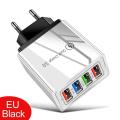 3.1A Eu US 4USB Ports AC Home Travel Wall Charger Power Adapters For IPhone 12 13 14 15 Pro Max Samsung Xiaomi Huawei Htc. 