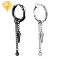 1Pc Men Fashion Long Chain Ear Piercing Loop Clip Hoop Earring Jewelry Gift. 