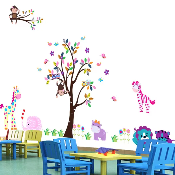 Multi%20Color%20Animals%20Giraffe%20Animals%20Theme%20Wall%20Art%20Decal%20Sticker%20Decoration%20for%20Living%20Room%20Nursery%20Baby%20Girl%20Boy%20Kid%20Children's%20Room%20wall%20Decoration%20-%20Image%207