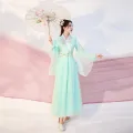 Women's Costume Improved Hanfu Fairy Elegant Ancient Style Chorus Dance Costume Cross Collar Waist Dress Full Set Summer. 