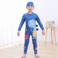 Children's Swimsuit Boys' Cotton One-Piece Swimsuit Korean Dinosaur Hooded Swimsuit Long Sleeve Beachwear Sun Protection Hot Spring Bathing Suit. 