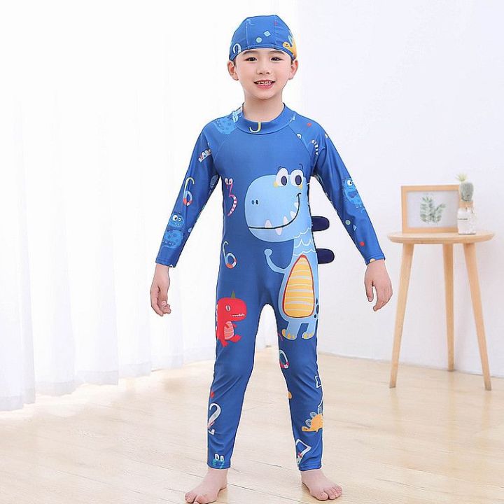 Children's%20Swimsuit%20Boys'%20Cotton%20One-Piece%20Swimsuit%20Korean%20Dinosaur%20Hooded%20Swimsuit%20Long%20Sleeve%20Beachwear%20Sun%20Protection%20Hot%20Spring%20Bathing%20Suit%20-%20Image%206