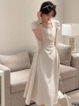Formal dress square dinner ceremony pleated thin cheese actress c women's dress method. 