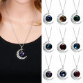Chain Necklace 12 Constellation Moon Pendant Women Necklace. 
