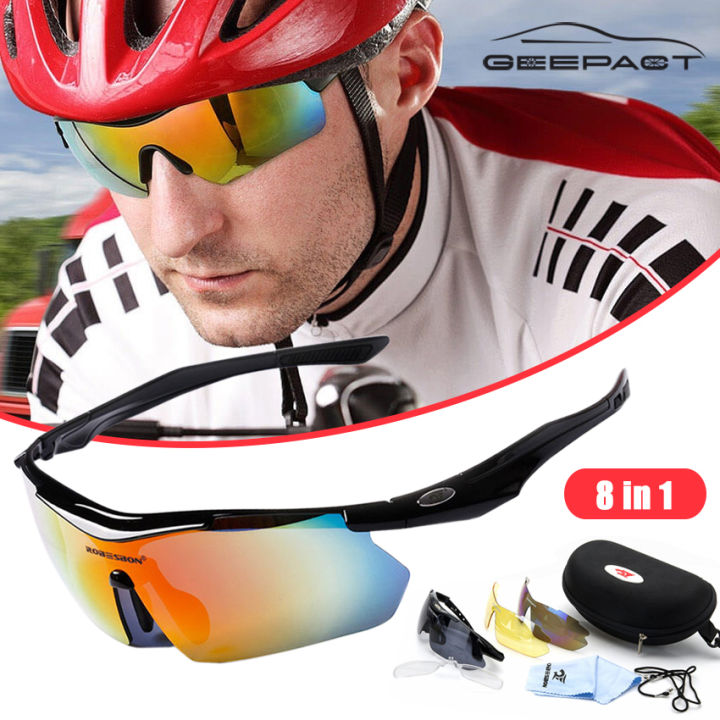 Geepact Bicycle Sunglasses Cycling Sunglasses for Men Women Cycling Riding Running Glasses with 3 Interchangeable Lenses