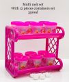 Plastic Kitchen Spices Bottles Organizer Good Quality Multi-Purpose 2 Layers Rack With 12 Pcs Spices Containers Set. 