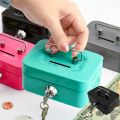 Creative Mini Lockable Cash Box Metal with Key Lock Box with Handle Sturdy Construction Money Saving Box Store Use. 