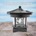 【Must-Have Style】 Lighthouse Solar LED Fence Decor Smart Sensor Beacon Rotating Beam Lamp.