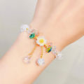 Korean Shell Daisy Crystal Beaded Bracelet For Elegant Ladies Elastic Adjustable Charm Bracelet Jewelry Party Anniversary Gifts ANLAN. 