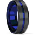 Beveled Edge Never Color Fade 8mm Stainless Steel Rings for Men Gifts. 