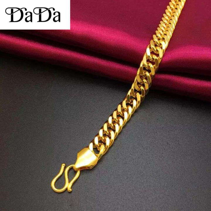 Original%2018k%20Pure%20Gold%20Men's%20Bracelet%20Boss%20Euro%20Coin%20Tank%20Flat%20Chain%20Bracelet%20-%20Image%203