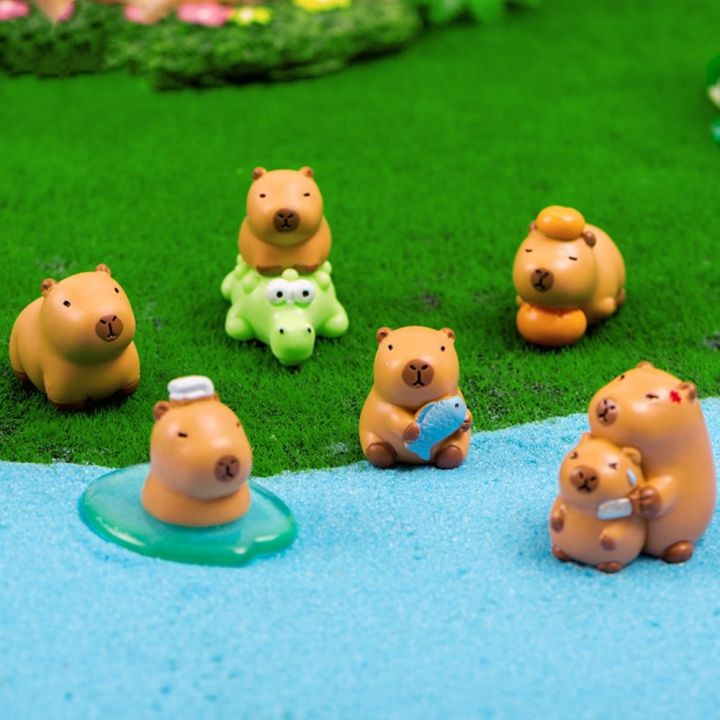 Cute Resin Cartoon Capybara Statue DIY Multicolor Miniature Capybara ...