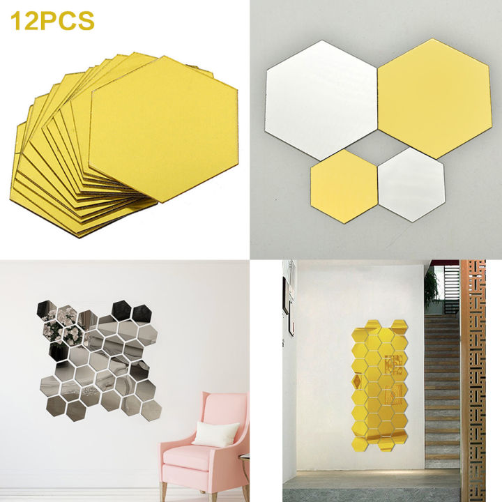 12Pcs%20Mirror%20Hexagon%20Removable%20Acrylic%20Wall%20Stickers%20Art%20DIY%20Home%20Decor%20Decals%20-%20Image%204