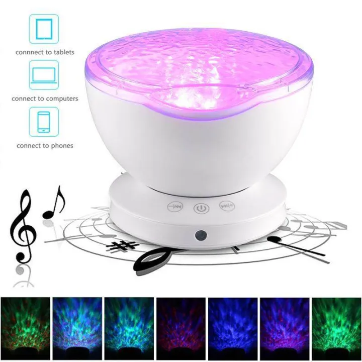Multifunction Ocean Wave Projector 12 LED 7 Colors Night Light with ...