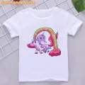 New Rainbow Llamacorn Animal Print Tshirts Girls/Boys Kids Clothes Cute Star T Shirt Summer Short Sleeve White Children T-Shirt. 