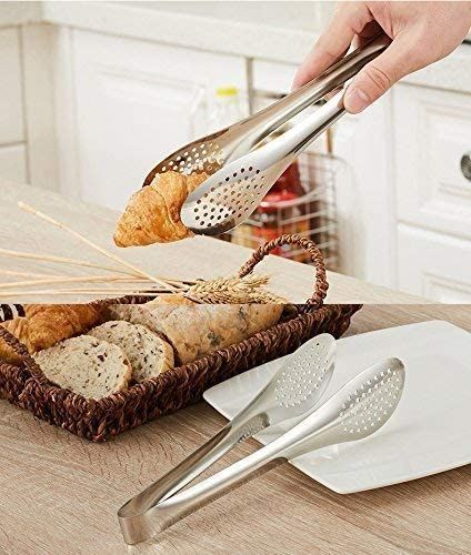 Stainless Steel Kitchen Tongs Salad Tongs BBQ Tongs Heavy Duty Serving Food Tongs for Frying, Cooking, Clipping Toast Bread, Grilling, Buffet Serving, Pastry, Sandwich, Ice, Barbecue