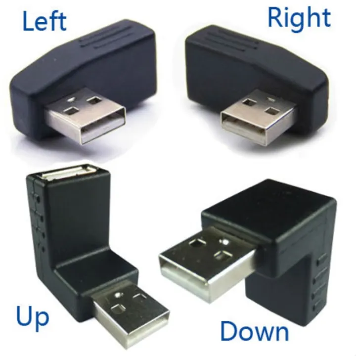 Leftmost Adapter 【VogueVenture】90 degree Left /Right /Up/Down Angle L Bending USB 2.0 A ...