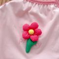 Pink Summer Girls 0-24M Cotton Kids Baby Girl Jumpsuits - Sling Design with 3D Flower Letter Print Bodysuits for Infant Toddler. 