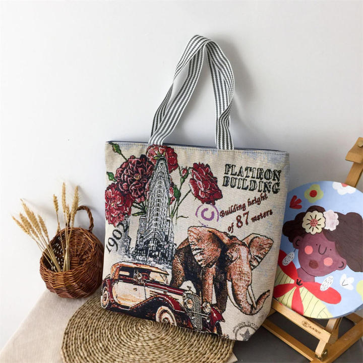 New Fashion Accessory Embroidered Tote Bag Canvas Crossbody Bag Ethnic Style Handbag Retro Embroidered Handbag