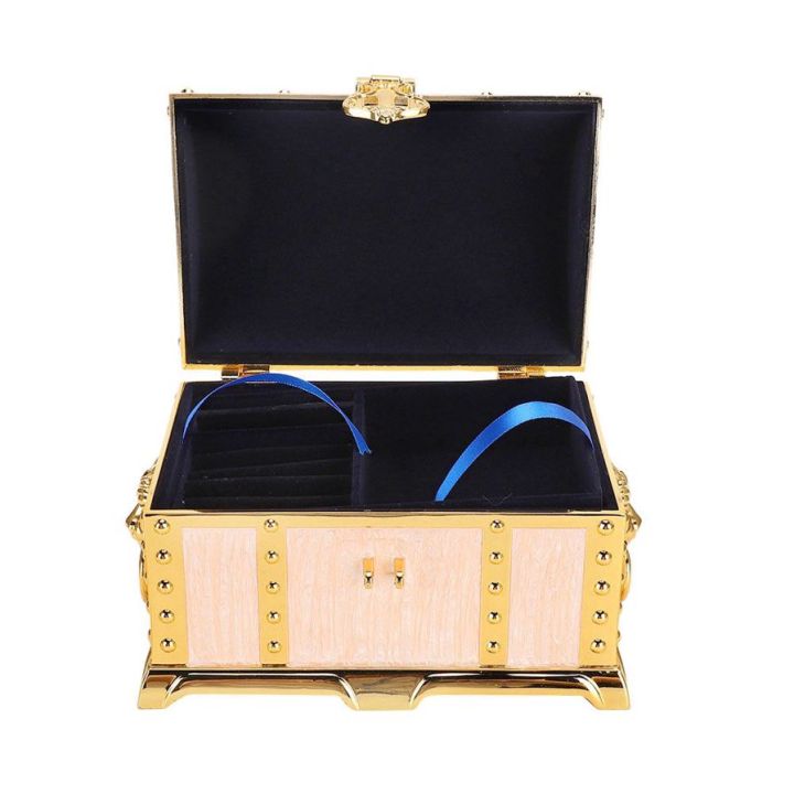 Vintage Embossment Jewelry Box, Large Capacity Velvet Inside, Rectangle rinket reasure Case with Antique Lock Key for Ornaments Watches, Ideal Gift Ho
