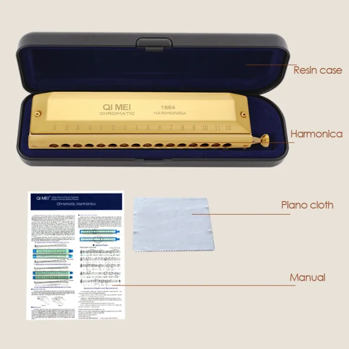 BRADOO-%20QI%20MEI%20Chromatic%20Harmonica%2016%20Hole%2064%20Tone%20Mouth%20Organ%20Instrumentos%20Key%20of%20C%20Professional%20Musical%20Instruments%20-%20Image%207