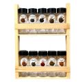 2 Tiered Spice Rack With 110Ml Glass Spice Bottle Wall Mount Wooden Spice Rack WRK100B. 