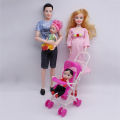 SF 5pcs Happy Family Kit Toy Dolls Pregnant Babyborn Ken&Wife with Mini Stroller Carriages For Baby Dolls Child Toys For Girls Gift. 