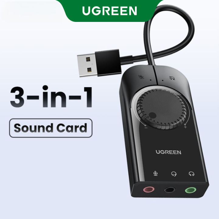 UGREEN 15cm USB External Stereo Sound Adapter (Black) – CM129 - 40964