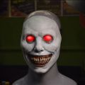 【HUT】 Halloween Terror Latex Mask Happy Exorcist Mask Smile White Eyed Demon Headgear Halloween Party Supplies COS Costume Dressing. 