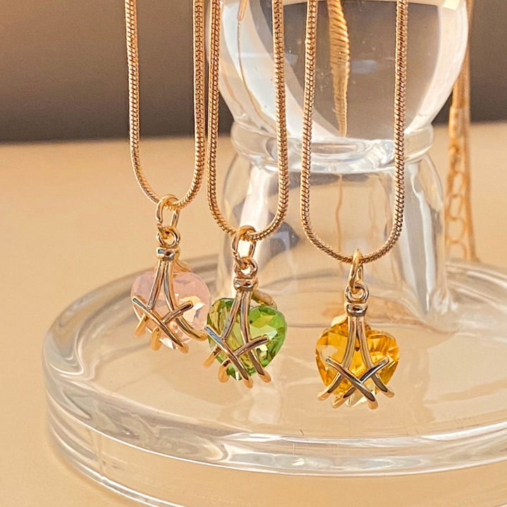 Bright%20Luster%20Adjustable%20Exquisite%20Women%20Necklace%20Geometry%20Heart%20Shape%20Shining%20Faux%20Gem%20Pendant%20Necklace%20Jewelry%20Accessories%20-%20Image%205