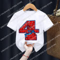 Spiderman Children's T-Shirt Birthday Number 1-9 Tee Shirts Marvels Cartoons Kawaii Kid Casual Clothes Super Hero Girl Boy Tops. 