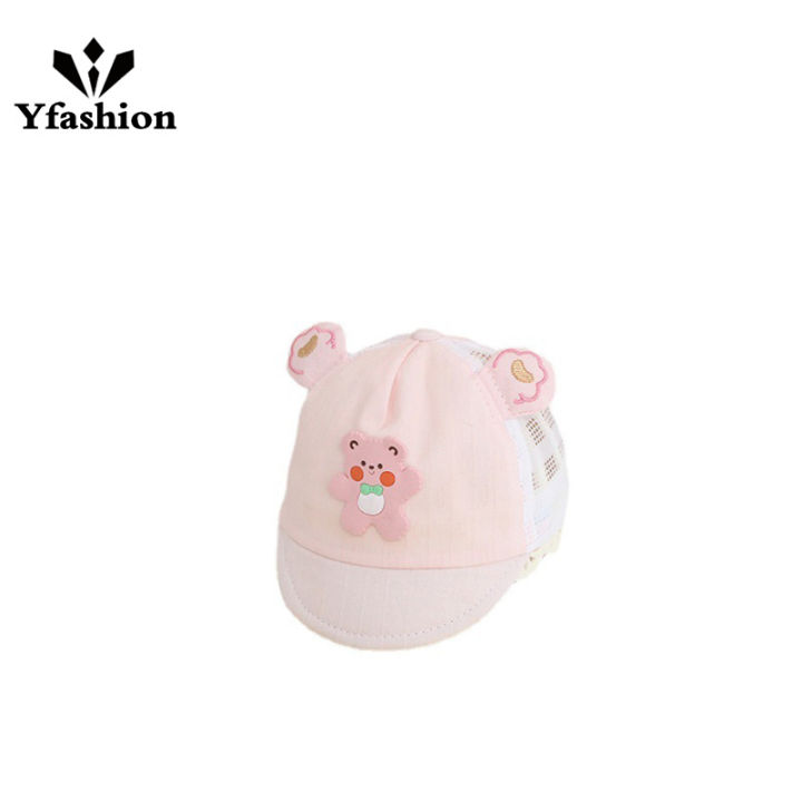 Yfashion Summer Mesh Peaked Cap For Newborn Cute Cartoon Sunshade Cotton Baseball Hat For 0-6 Months Baby