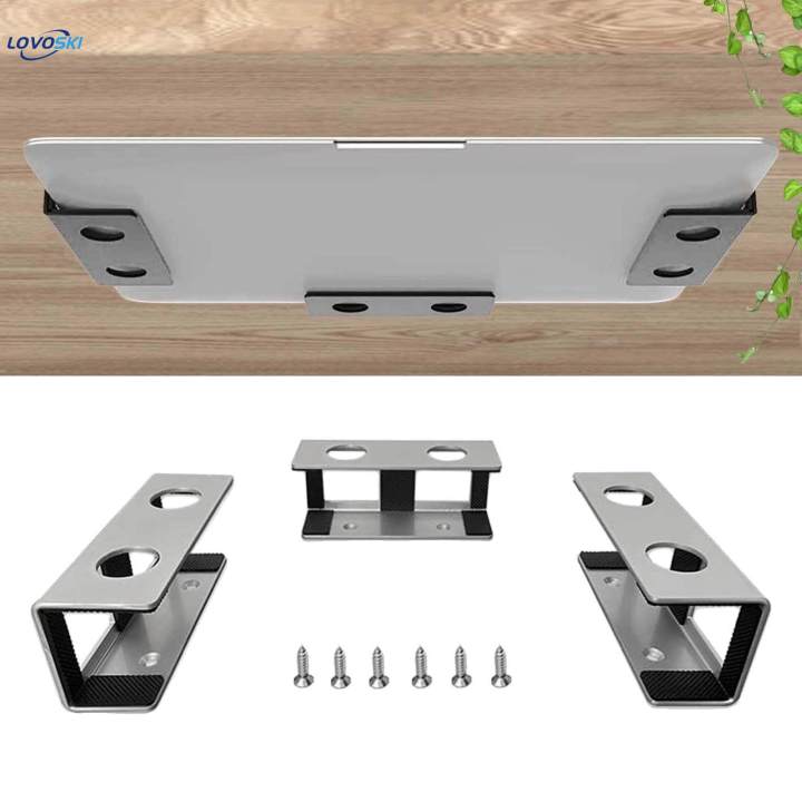 3x%20under%20Desk%20Laptop%20Mount%20Brackets%20Stand%20Set%20Enhanced%20Stability%20Metal%20under%20Tray%20Invisible%20-%20Image%205