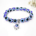 1PC Blue Evil Eye Bracelet Hand of Turkey Thousand Eyes Wish Handmade Women's Resins Bead Bangle Elastic Bracelets Jewelry. 