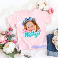 Kawaii Girls T-Shirts Cute Like Nastya Kids Tshirt Summer Girls Clothes Children's T Shirts White Pink Short sleeve Tops 3-13Y. 