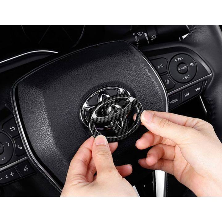 【Miga Plaza】carbon fiber Car Sticker Steering Wheel Emblem  Badge Decals Car Styling For Toyota  Vios Carola wish