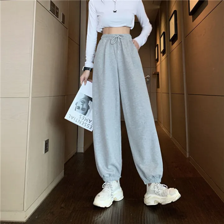 Fat%20Girl%20Sports%20Pants%20Large%20Size%20Loose%20Gray%20Casual%20Pants%20Female%20Spring%20and%20Summer%20Students%20Korean%20Style%20High%20Waist%20Ankle-Tied%20Trousers%20Harem%20Pants%20-%20Image%204