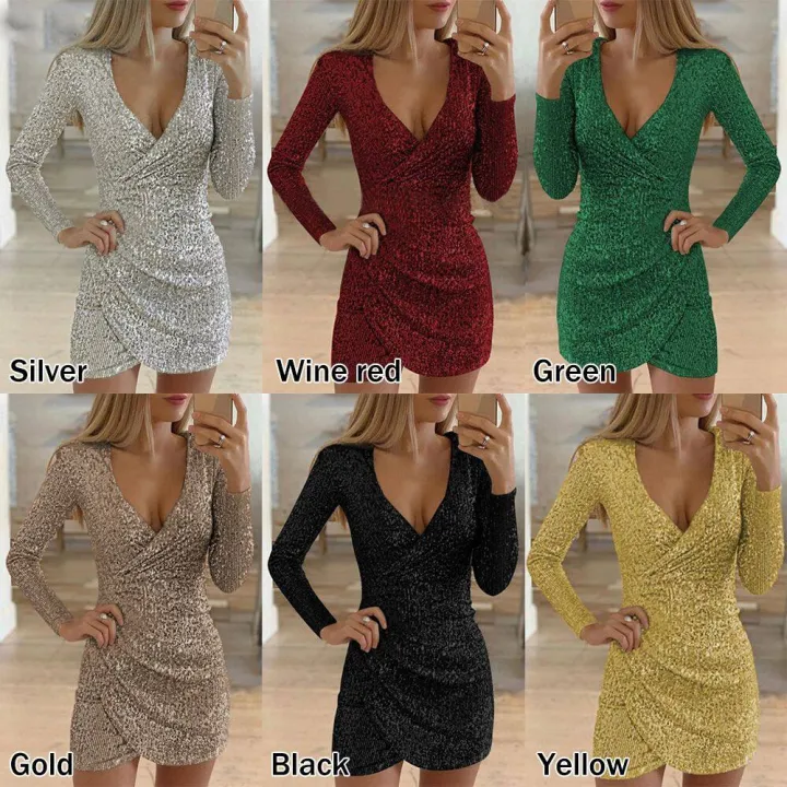 %E3%80%90ThinkWay%E3%80%91Women%20Dress%20V%20Neck%20Bodycon%20Dress%20Fashion%20Mini%20Dress%20Slim%20Sequins%20Party%20Evening%20Dresses%20Clubwear%20-%20Image%203