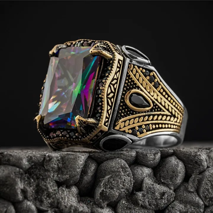 Vintage Handmade Turkish Signet Rings Men's Ancient Silver Engraved ...